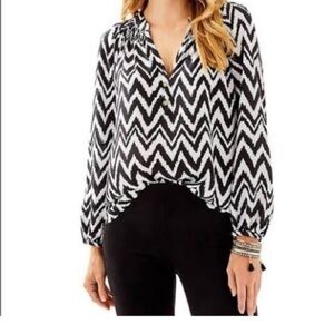 Lilly Pulitzer Black and White Chevron Blouse